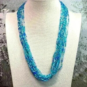 Glass Seed bead Necklace - Blue and Green